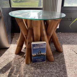 Glass Top Bamboo Table 
