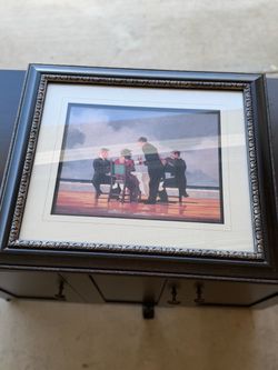 Framed Art Print with Ornate Dark Wood Frame