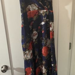 Large NWT Gorgeous Calf length Spaghetti Strap Navy Lined Dress