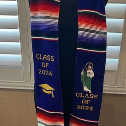 Blue San Judas Class of 2024 Graduation Zarape Sash