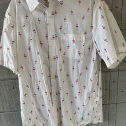 Men’s Public Opinion Flamingo Print Shirt Size Large