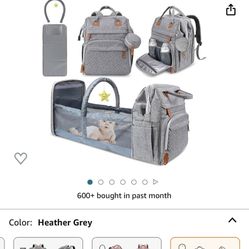 DERSTUEWE Diaper Bag Backpack，Baby Diaper Bags, Baby Shower Gifts, Multifunctional diaper backpack Large Capacity, (Heather Grey)