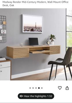 Modway Render Mid-Century Modern Floating Desk – Like New