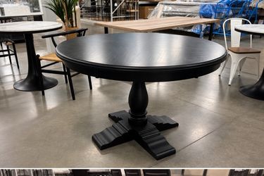 48” Black Round Pedestal Dining Table