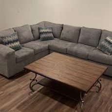 Large Grey Sectional Sofa Couch 