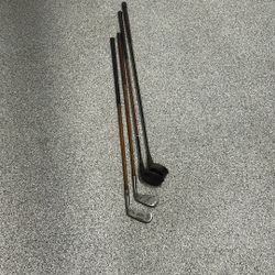 Set Of 4 Hickory Wood Antique Golf Clubs