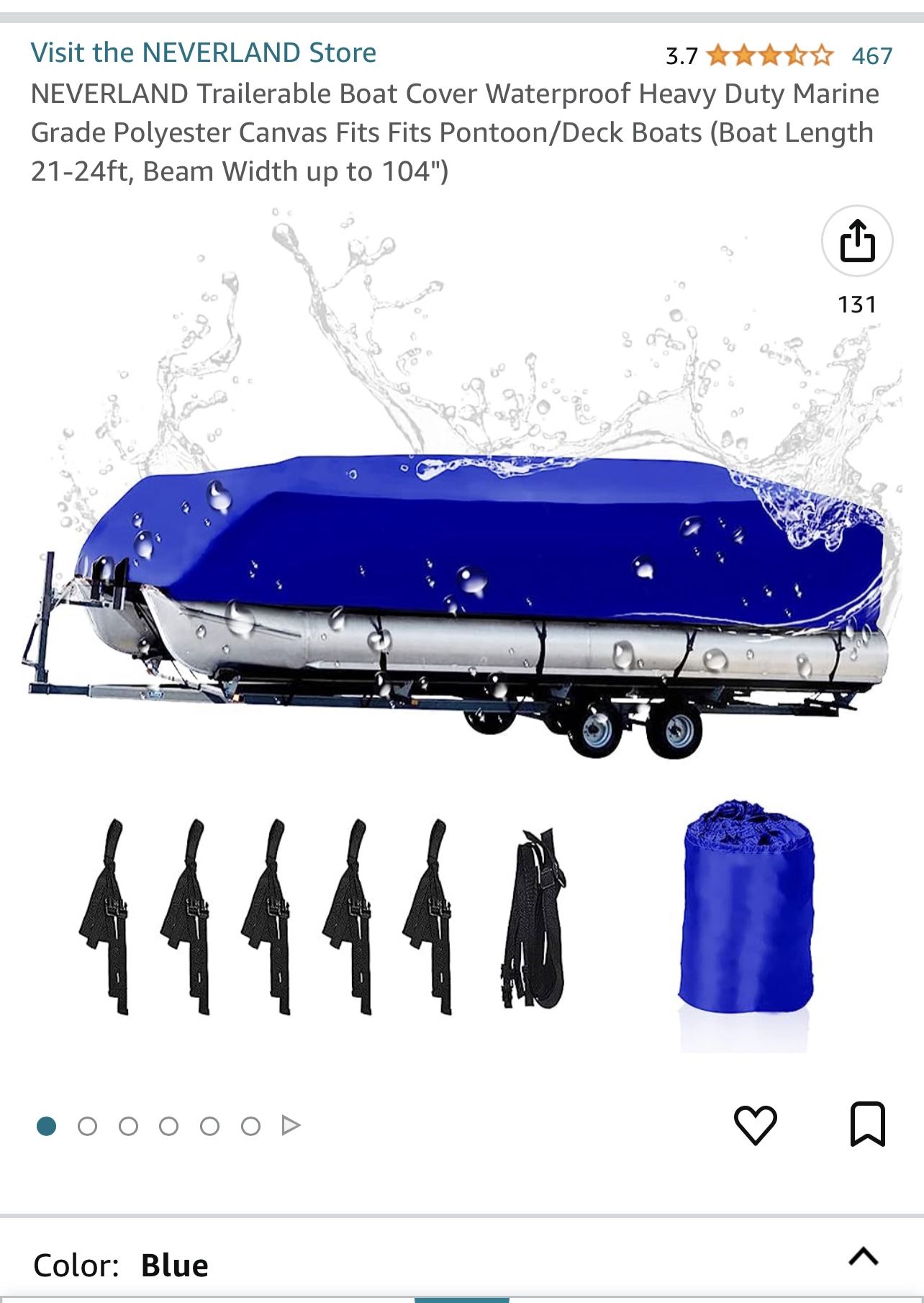 Pontoon Boat Cover Blue 21-24’