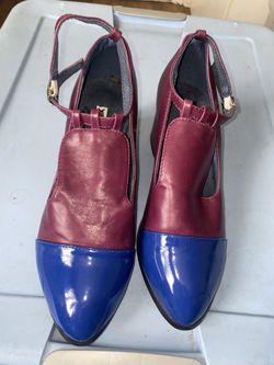 Chunky Plum Heels With Blue Latex Tips