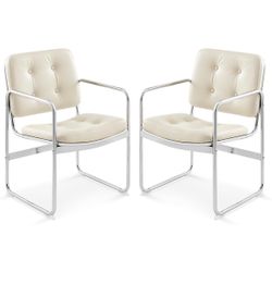 Leather dining chairs - beige