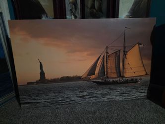 Sailboat & Statue of Liberty Canvas Print