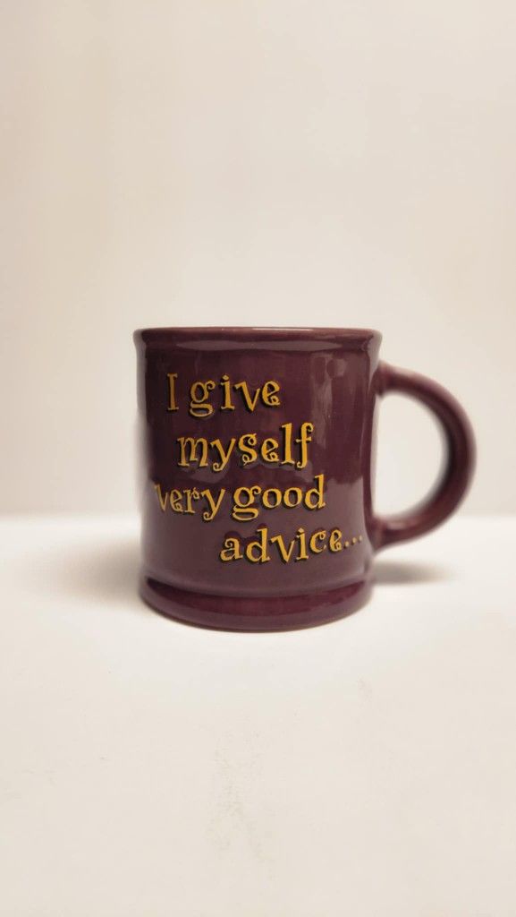 Alice In Wonderland Disney Mug Purple Embossed "I Give Myself Good Advice"