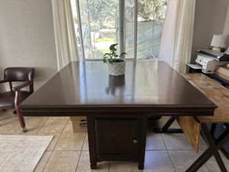 48" Square Espresso Counter-Height Table with Storage