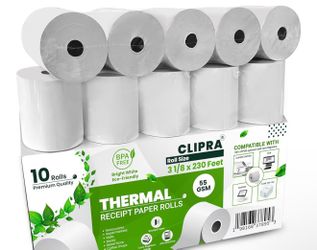 3 1/8 x 230 Thermal Paper Receipt Rolls (10 PACK) [USA Based Brand] 55 GSM - Compatible with All POS Systems, Cash Registers - BPA Free, Premium Quali