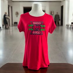 NWOT GG Sequence Logo Red Size Medium Blouse Tee
