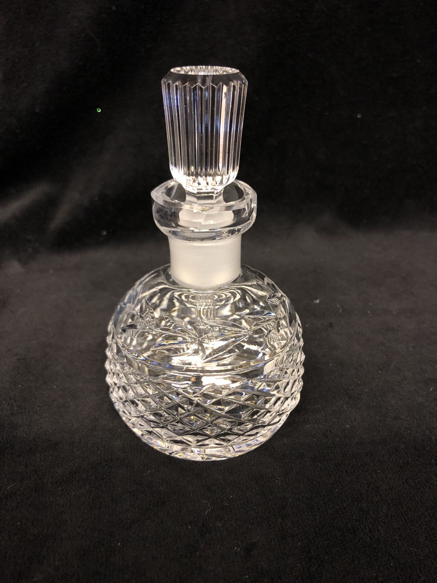 WATERFORD Cut Crystal GLANDORE Round Perfume Bottle with Stopper/ Dauber