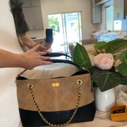 ✨New Stunning Suede Leather Quilted Design er Handbag Purse Large 14 X 10 