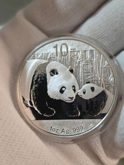 2011 China Silver Panda 1 oz Bullion Coin – 10 Yuan .999 Fine Silver with Protective Capsule