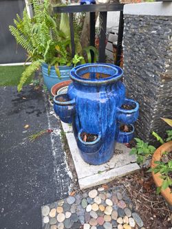 Glazed blue pot planter