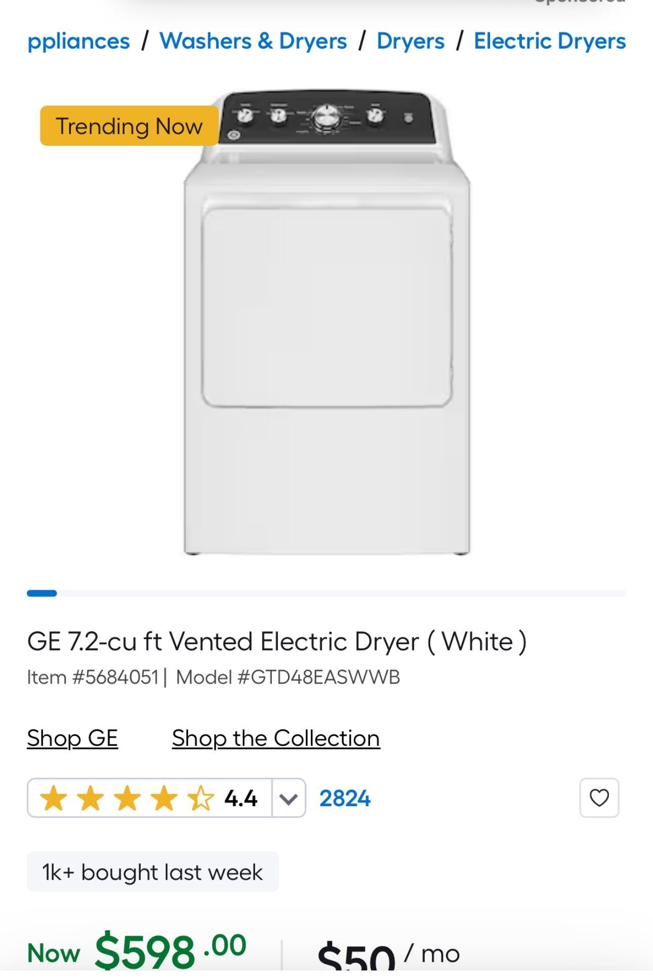 Brand New GE Dryer For Sale