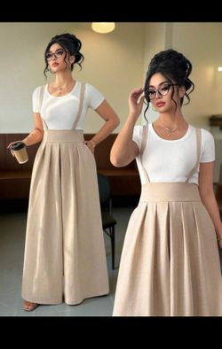Brand new Elenzga Plus Size Linen-Like Textured High Waist Flare Leg Jumpsuit With Pockets, Elegant For Outings, Dates, Gatherings, Versatile Casual W