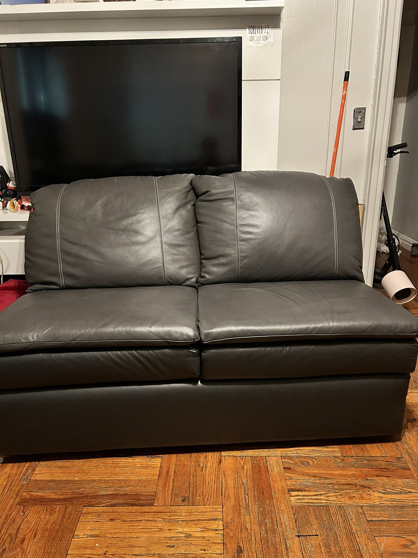 Gray Leather Sectional Couch