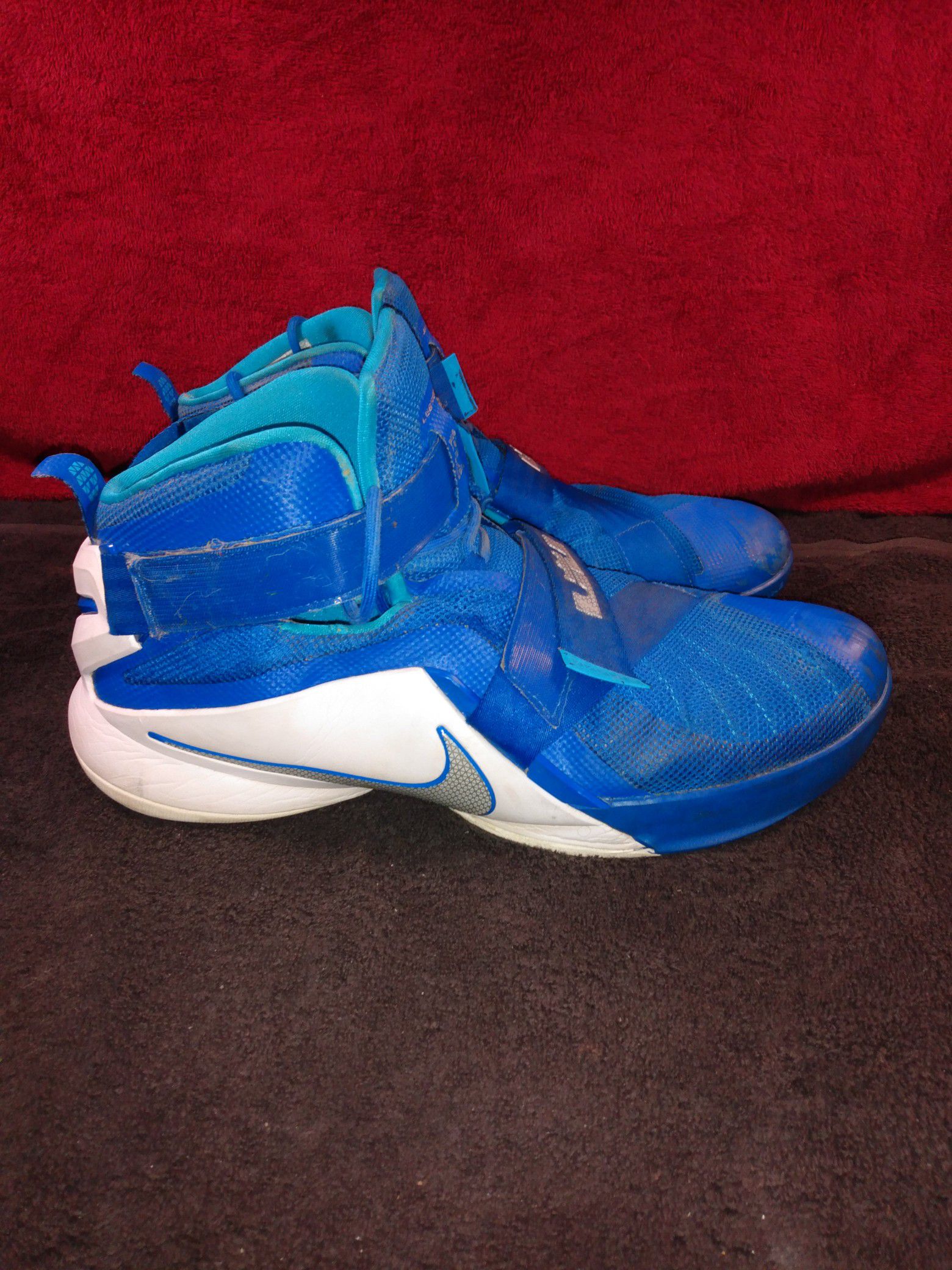 Nike Lebron Soldier IX TB Blue White Basketball Shoes 749498-401 Mens Size 17