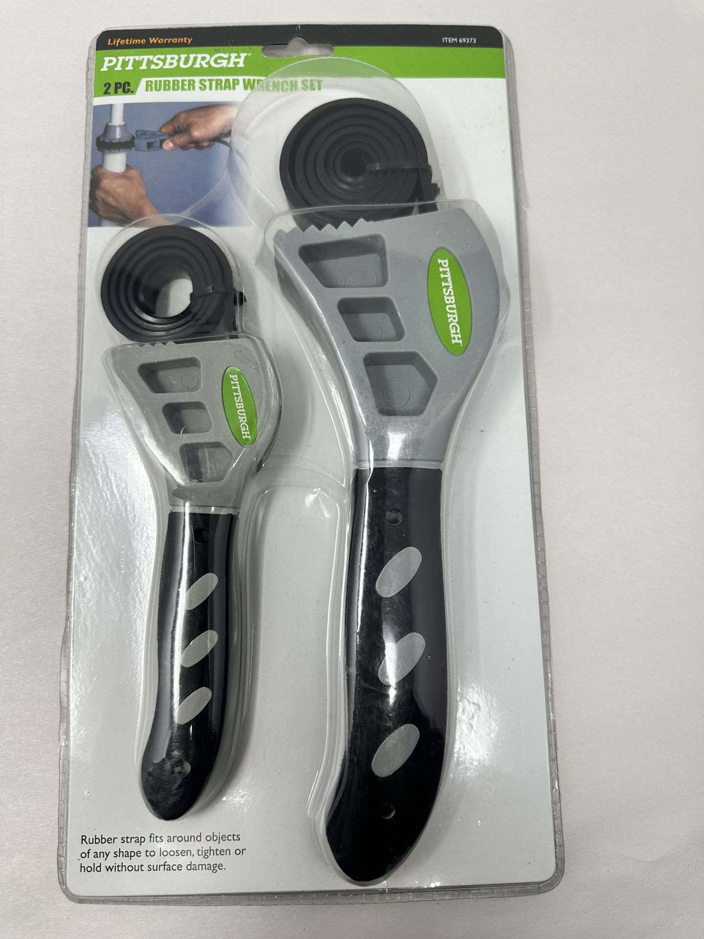2 Pc Rubber Strap Wrench Set 