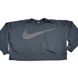 Women's Nike Dri-Fit Crop Top Sweatshirt Black Size XL