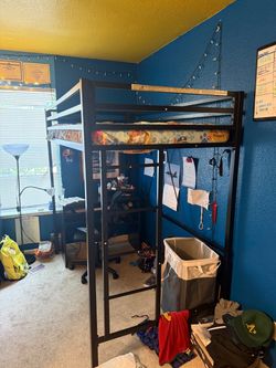 Black Metal Loft Bed Frame