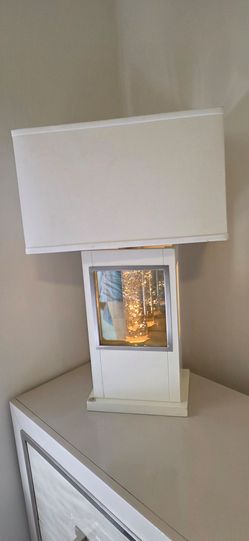 Elegant white wood night light/table lamp