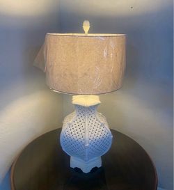 Vintage White Ceramic Oversized Jar Table Lamp