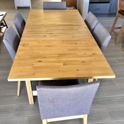 IKEA Norden Extendable Dining Table And Set Of 6 Christopher Knight Padded Chairs