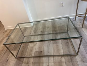 Modern Glass Coffee Table with Metal Frame