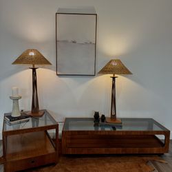 INCREDIBLE Set of VERY RARE Mid Century Palecek Lamps