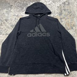 Adidas Womens Hoodie Black Heather Pullover FQ4033 Long Sleeve Sweatshirt Size S 