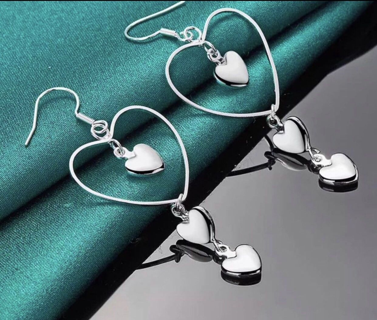 Sterling Silver Hearts Earrings 