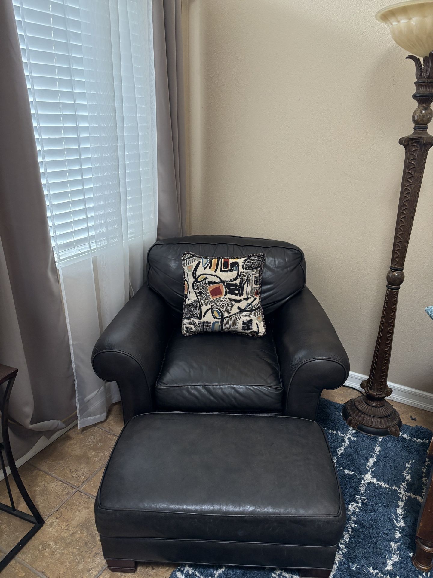 Genuine Leather Sofa Chair and Ottoman Whittemore sherrill