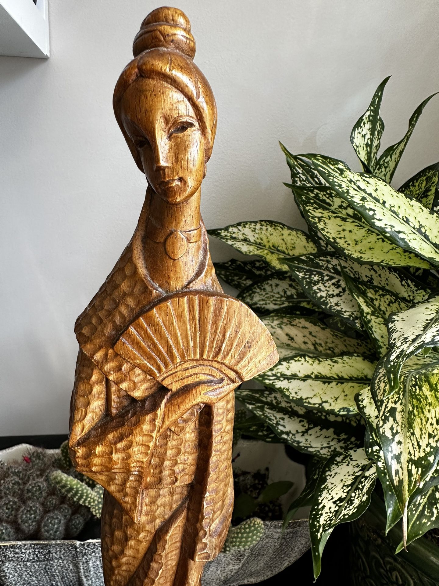 Beautifully Carved Wooden Statue - Vintage MCM