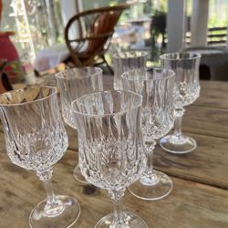 Set of 6 Crystal Wine Glasses