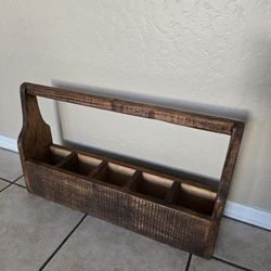 ​Rustic Handmade Wooden Caddy – 5-Compartment Tool or Bottle Tote – South Phoenix / Tempe