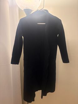 Black Long Open-Front Cardigan