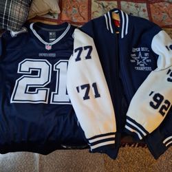 NFL Dallas Cowboy Vasity Jacket /Nike Jersey Bundle Size L