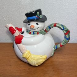 Rare Vintage Lilian Vernon , 1991 Snowman Ceramic Tea Pot 