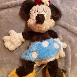 Disney Parks Minnie Mouse Plush Soft and Fuzzy 18in Red Hat Polka Dot Blue Skirt