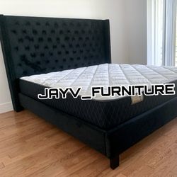 New King Bed Frame With Mattress 