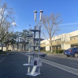 Floor to Ceiling Cat Tree Ajustable Height [82-108 Inches] 6 Tiers Tower Fit for 7-9 Feet Ceiling with Cat Condo Hammock 