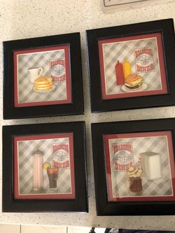 4 decorated frames for Kitchen 1 ft x 1ft