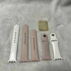 5 Apple Watch Sport Bands rose pink white & protective case