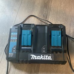 Construction Battery Chargers Makita DC18RD 18V Lithium-lon Dual Port Rapid Optimum Charger.