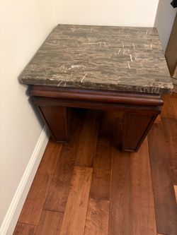 3 Marble Top Wood End Table
